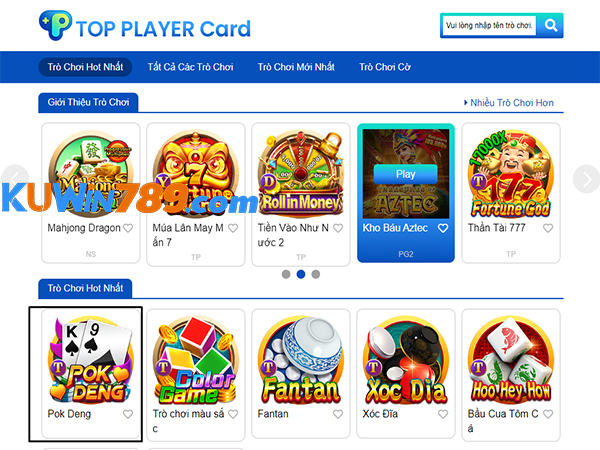 Giao diện chính game bài pok deng tại nhà cái KUWIN